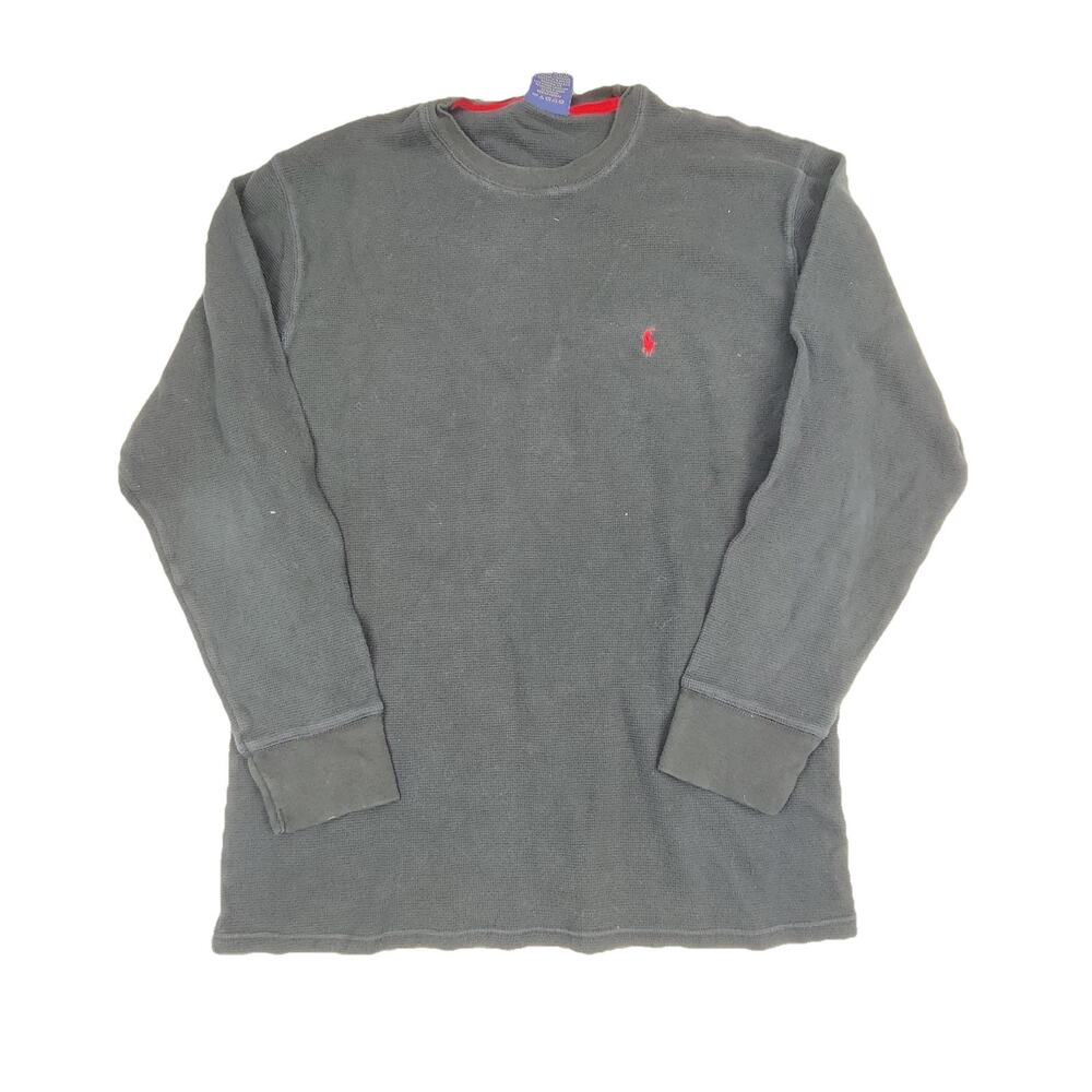Polo Ralph Lauren Pajama Top Mens XL Gray Waffle Knit Sleepwear Logo Long Sleeve